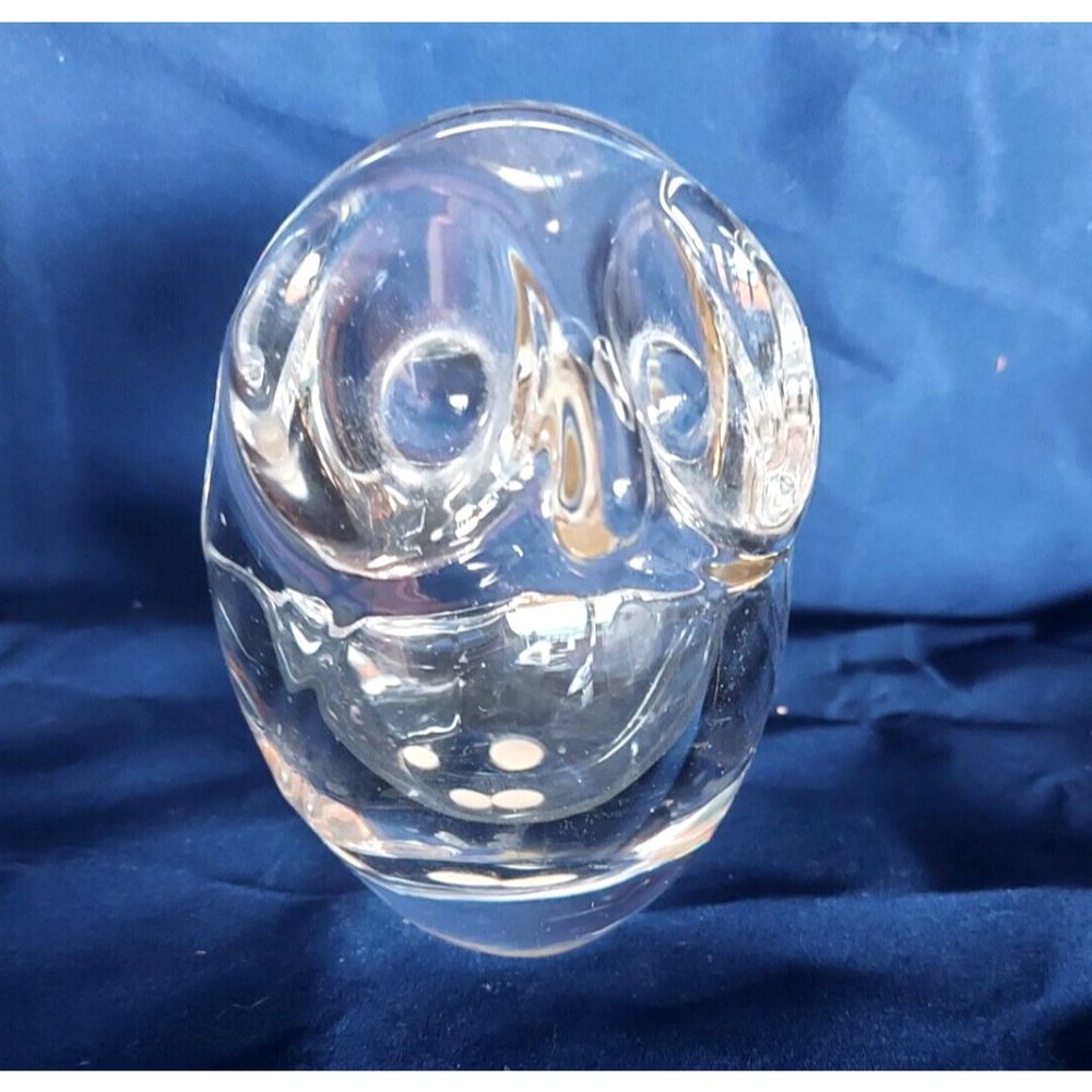 Art Vannes France Crystal Owl Votive/Tealight Candle Holder Signed